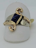 14kt Two Tone Estate Ring Set With Lapis Lazuli