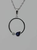 14kt White Gold Pendant Set With Natural Blue Sapphire and Diamond