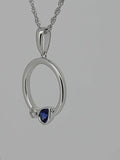 14kt White Gold Pendant Set With Natural Blue Sapphire and Diamond