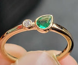 14kt Yellow Gold Allison Kaufman Ring Set With Natural Emerald and Diamond