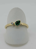 14kt Yellow Gold Allison Kaufman Ring Set With Natural Emerald and Diamond