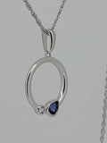 14kt White Gold Pendant Set With Natural Blue Sapphire and Diamond