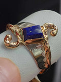 14kt Two Tone Estate Ring Set With Lapis Lazuli