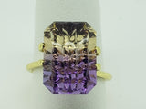 One of a kind 14kt Laser Cut 7.69 ct Ametrine and Diamond Pendant.