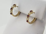 Natural Ruby n Diamond Huggie Earrings