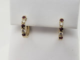 Natural Ruby n Diamond Huggie Earrings