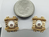 14kt Estate Hand Made Pearl Earrings