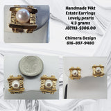 14kt Estate Hand Made Pearl Earrings