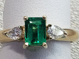 Estate Ring - Natural emerald and diamonds in 18kt.