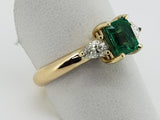 Estate Ring - Natural emerald and diamonds in 18kt.