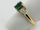 Estate Ring - Natural emerald and diamonds in 18kt.