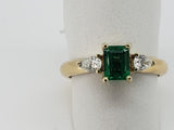 Estate Ring - Natural emerald and diamonds in 18kt.