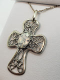 Sterling Cross set with Ancient Glass