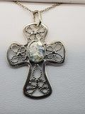 Sterling Cross set with Ancient Glass