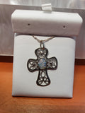 Sterling Cross set with Ancient Glass