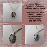 Pendant of Sterling Silver Set With Ancient Glass