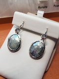 Ancient Glass Jewelry - Earrings in Sterling Silver With Moonstone Accents