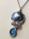 Ancient Glass Pendant with Opal Accent in Sterling