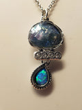 Ancient Glass Pendant with Opal Accent in Sterling