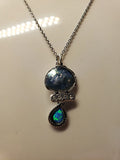 Ancient Glass Pendant with Opal Accent in Sterling