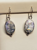 Sterling Earrings Set With Ancient Glass