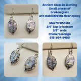 Sterling Earrings Set With Ancient Glass