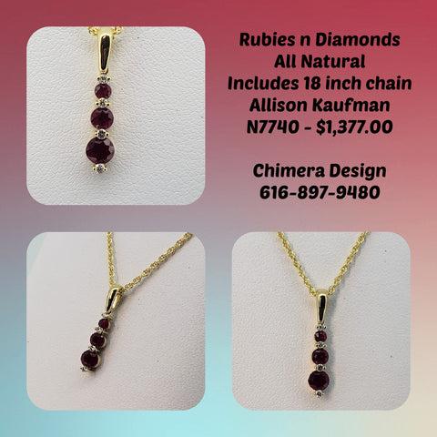 Ruby and Diamond Pendant - All Natural Gems