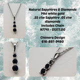 Allison Kaufman Natural Diamond and Sapphire Pendant/Chain