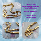 Hand Made Estate 22kt Yellow Gold 18.5 Inch Chain