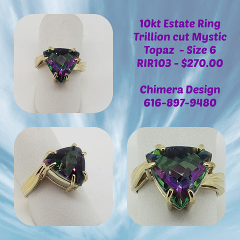 14kt Estate Ring Set With Mystic Topaz