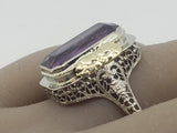 14kt Two Tone Synthetic Purple Sapphire Ring - Vintage/Estate