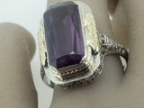 14kt Two Tone Synthetic Purple Sapphire Ring - Vintage/Estate