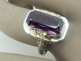 14kt Two Tone Synthetic Purple Sapphire Ring - Vintage/Estate