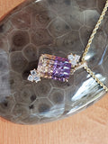 One of a kind 14kt Laser Cut 7.69 ct Ametrine and Diamond Pendant.