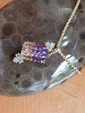 One of a kind 14kt Laser Cut 7.69 ct Ametrine and Diamond Pendant.