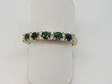 14kt yellow gold ring with natural emeralds and diamonds